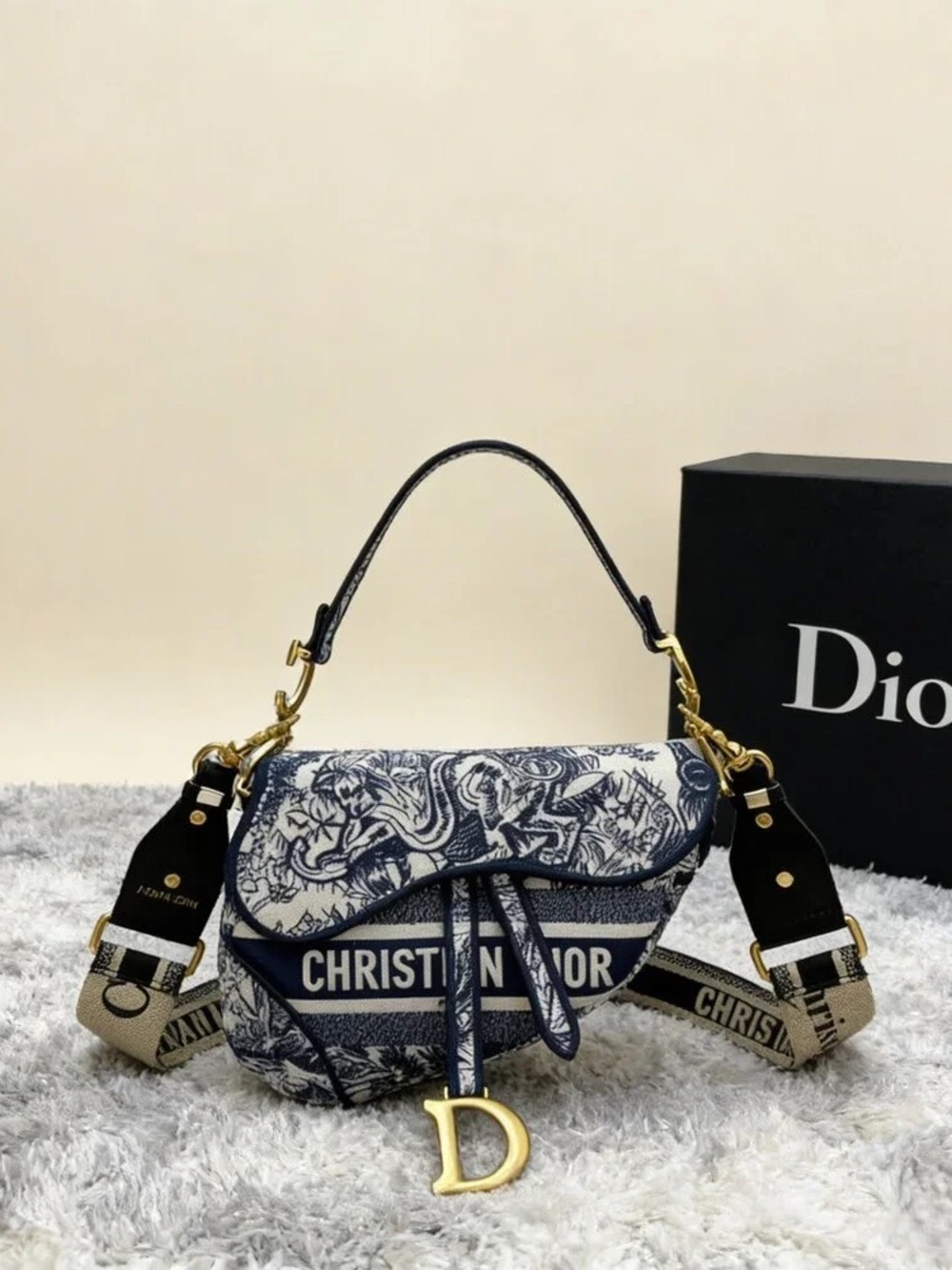 Dior Saddle Medium Bag with Toile de Jouy Motif